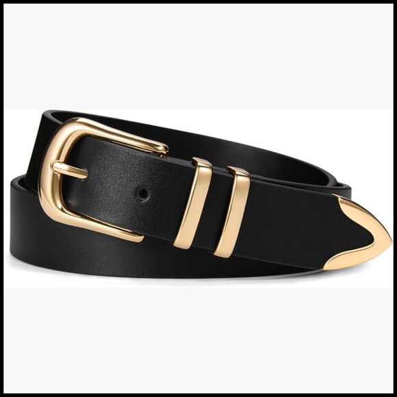 PU Leather Women\'s Belt with Gold Buckle for Jeans and Dresses main image 4